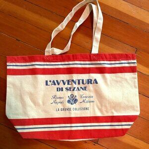 Sezane limited edition L'avventura di Sezane market bag red ecru